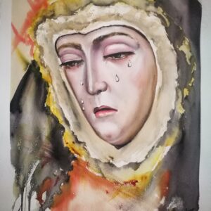 Acuarela original de la Virgen de la Soledad de San Jerónimo (Granada) – 50 x 40 cm