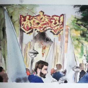 Acuarela del Palio de la Hermandad de la Milagrosa de Sevilla – Formato A4